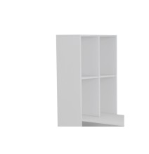 Mesa de Oficina con Librería-Escritorio en Melamina Color Blanco, 120x50x150cm - Diseño Versátil y Funcional