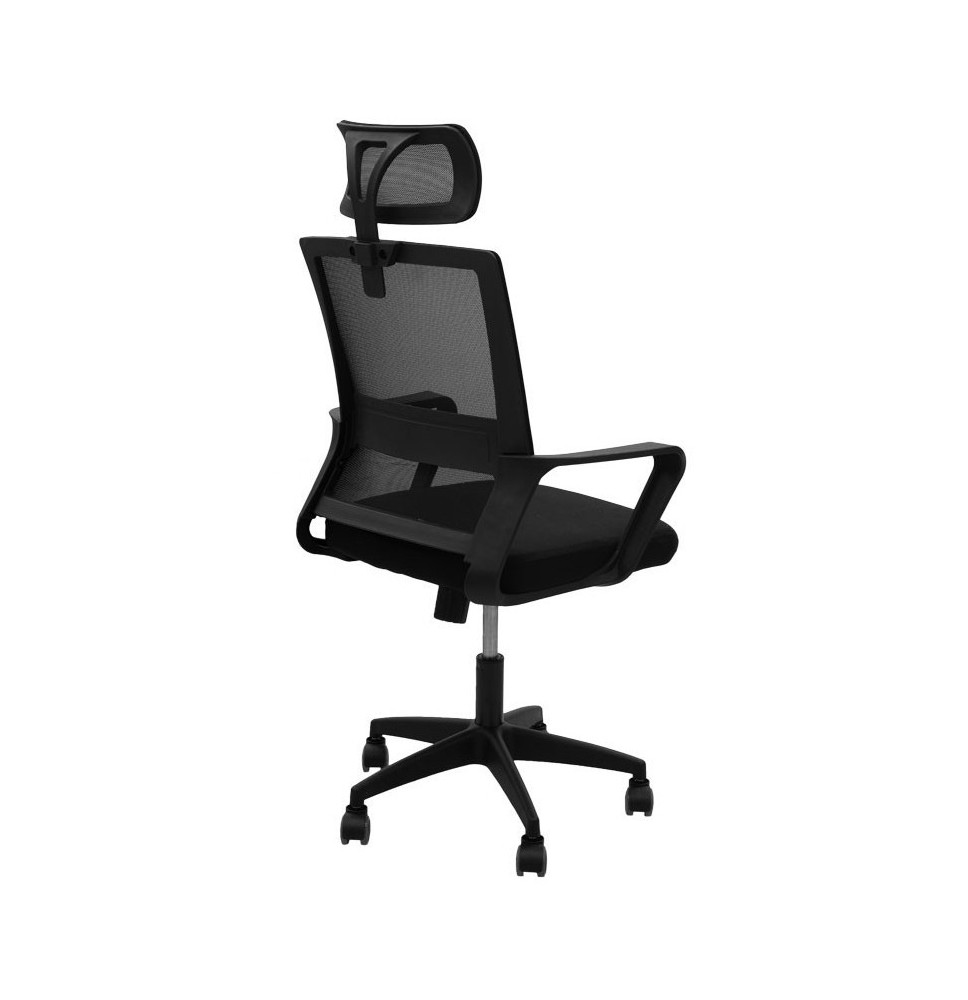 Silla de Oficina Giratoria,Ergonómica con Malla, Asiento 55 cm, Apoyabrazos en Color Negro