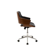 Sillón de Dirección Blanco en Piel Sintética y Madera Natural - 89/79 x 61 x 53 cm - Patas Metálicas